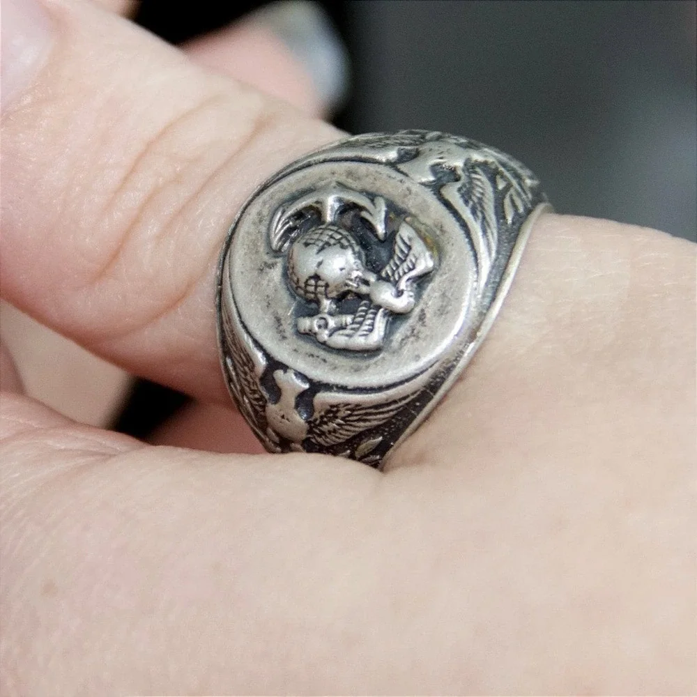 USMC Sterling Silver Class Ring US Marine Corps EGA Signet Size 9.5